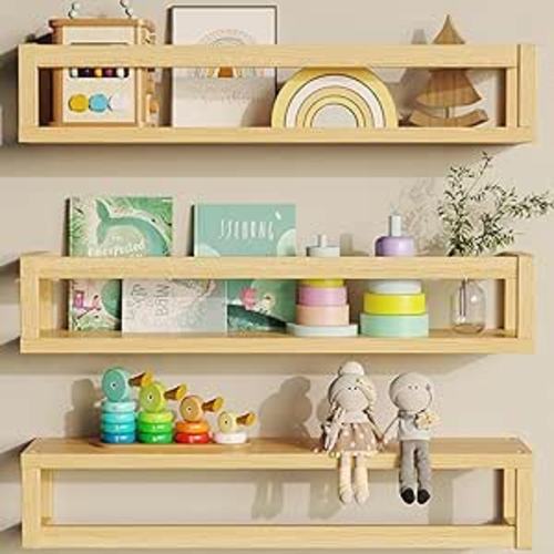 Amazon.com: TidyCorner Floating Shelves for Wall, Nursery Book Shelves 4.72 inches Wide Set of 3, Wall Mounted Bookshelf for Kids Room Decor, Floating Shelves for Kitchen Spice Rack(Natural Wood) : Home & Kitchen