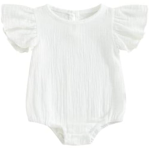 Newborn Baby Girl Romper Floral Ruffle Sleeveless Jumpsuit Cotton Bodysuit with Headband Summer Clothes Outfit