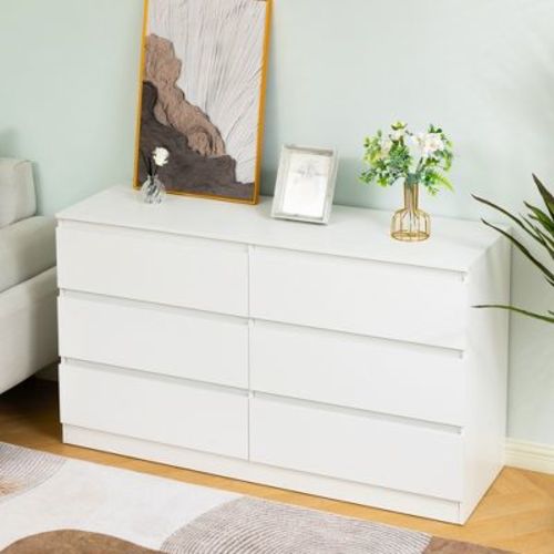 Gdfstudio Boris Modern Wood 6 Drawer Dresser,white
