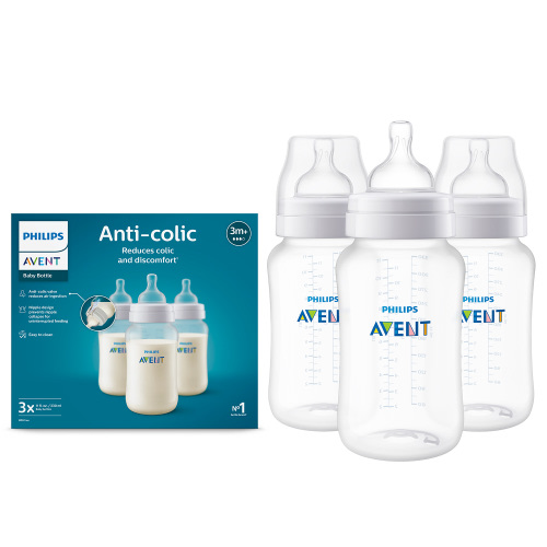 Philips Avent Anti-colic Baby Bottles, 11oz, 3pk, Clear, SCY106/03