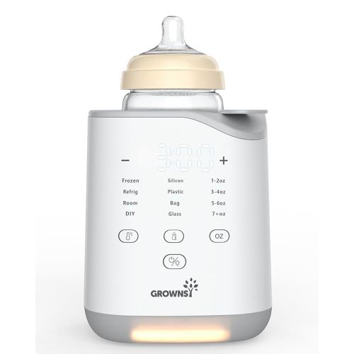 GROWNSY Bottle Warmer, 2025 Fast Baby Bottle Warmer for Breastmilk & Formula, Smart Temperature Control, with Timer, Thaw, Food Heater, Night Light, Calentador De Biberones for All Bottles