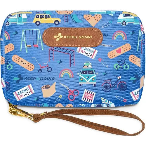 KeepGoing Kids First Aid Kit - 130 Pc. Kit for Car, Home, Purse & Diaper Bag - Latex-Free Bandages - TSA-Approved Travel Size