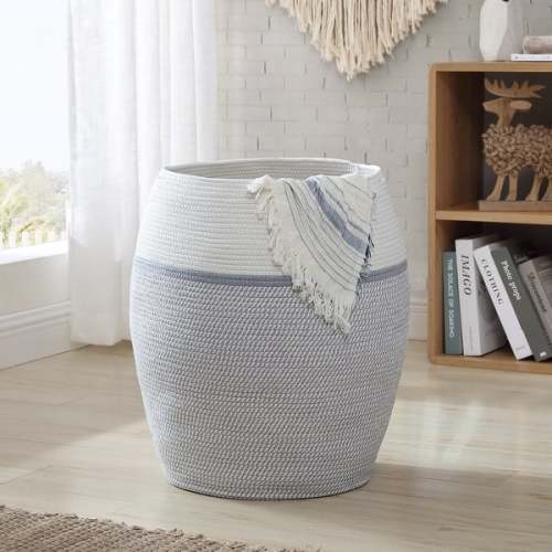 XXXL Extra Large Woven Cotton Rope Tall 25" Height Laundry Hamper Basket with Handles - 20 x 25 - 20 x 25 - Grey