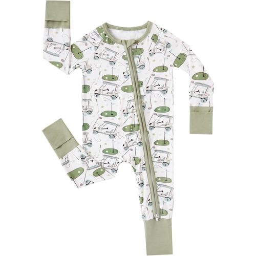 MOSSRIVER Bamboo Viscose Baby Footies with Mitten Cute Prints Long Sleeve Romper Jumpsuit Toddler One-Piece Outfits