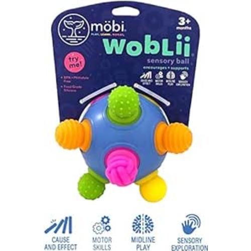 Amazon.com: Mobi Woblii Activity Toy - Montessori Toys for 3 Month Old and Up, Sensory Ball Toy for Babies & Toddlers, Teething Toy Made with Food Grade Silicone, BPA and Phthalate Free - Pack of 1 : Baby
