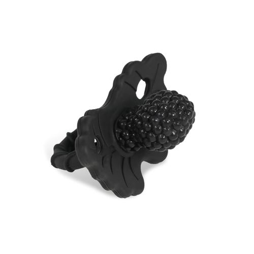 RaZbaby RaZberry Silicone Teether Pacifier – Teething Relief for Infants, Food-Grade, BPA-Free, Hands-Free Design, Natural Berrybumps Fruit Texture for Sensory Development, Freezable – Black