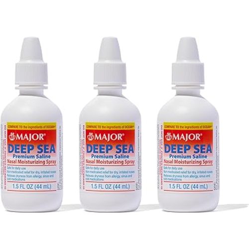 MAJOR Deep Sea Premium Saline - Nasal Moisturizing Spray for Dryness and Irritation Relief - Sodium Chloride 0.65% - 1.5 Fl. Oz (3 Pack)