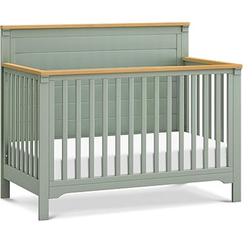 DaVinci Shea 4-in-1 Convertible Crib in Light Sage and Honey, GREENGUARD Gold Certified