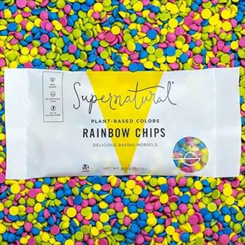 Supernatural Rainbow Baking Chips, Plant-Based Colors, Vegan, Dairy-Free, 8oz