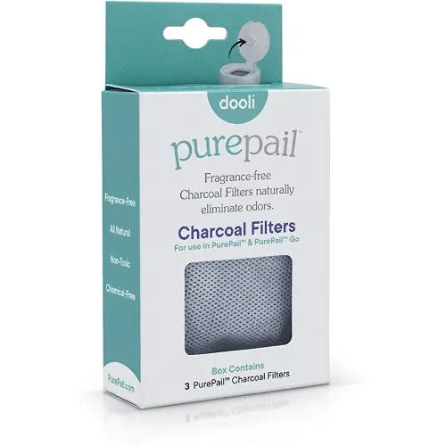 Charcoal Filters — 3 Count — Absorb and Naturally Eliminate Odors — Fragrance and Chemical Free — Non-Toxic — Fits PurePail Classic and PurePail Go — Replace Every 30 Days —3 Month Supply