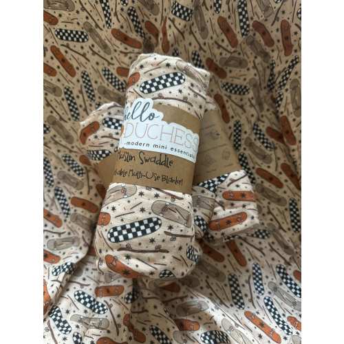 Skateboard bamboo Cotton Swaddle Blankets| Baby rocker Swaddle | Muslin Baby Blanket| Baby Boy Shower Gift | Receiving Blanket