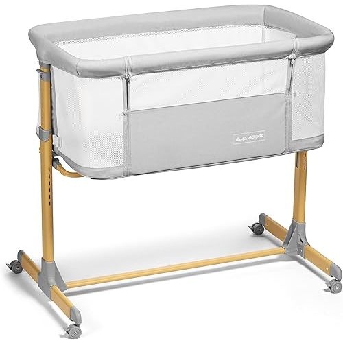 3 in 1 Baby Bassinet with Wheels, Portable Bedside Sleeper for Baby with 6 Adjustable Heights and Foam Mattress, Baby Bedside Crib for Newborns and Infants with Storage Basket