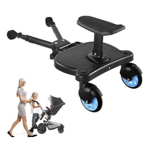Universal Stroller Board 2 In 1 Stroller Ride Board Buggy Wheeled Board Seat Pedal Buggy Board with Seat Auxiliary Pedal Adapter Pushchair Connector Anti-Slip, Max Load 55lbs