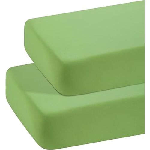 BEDSUM Microfiber 2 Pack Toddler Fitted Crib Sheets, Super Soft and Cozy Baby Sheets for Standard Crib and Toddler Mattresses, 28x52 Inches, Green