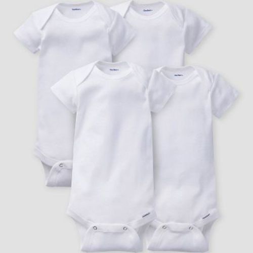 Gerber Baby 4pk Short Sleeve Onesies - White, Size: 0-3M