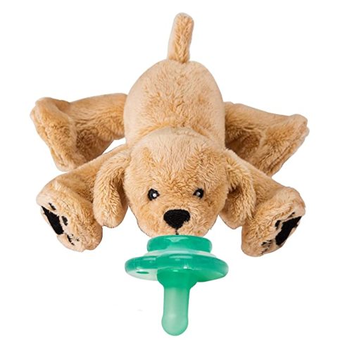 Nookums Paci-Plushies Buddies - Retriever Pacifier Holder - Adapts to Name Brand Pacifiers, Suitable for All Ages, Plush Toy Includes Detachable Pacifier - Rufus the Retriever