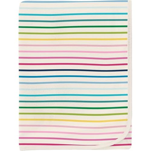 KicKee Print Swaddle Blankets, Silky Soft Baby Blanket, Sized 40” x 29” (Happy Stripe - One Size)