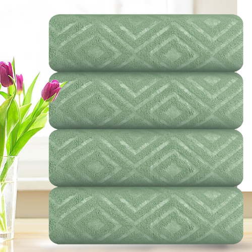 Smuge 4 Pack Oversized Bath Towel Set Green 600 GSM Ultra Soft Extra Large Bath Sheet Towels 35"x70" Bathroom Towels Hotel Luxurious Towels