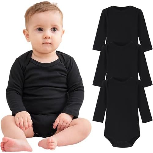 Enfants Chéris Baby Long Sleeve Bodysuit Newborn-24 Months 100% Cotton Pack of 3