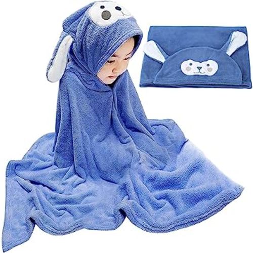 Visen Premium Hooded Towel for Kids,-28×55 INCH Large Size Kids Bath Towel,Ultra Soft Hooded Towel Wrap for Boys Girls, Highly Absorbent Bathrobe Blanket Gifts for Toddlers Shower (Navy Blue)