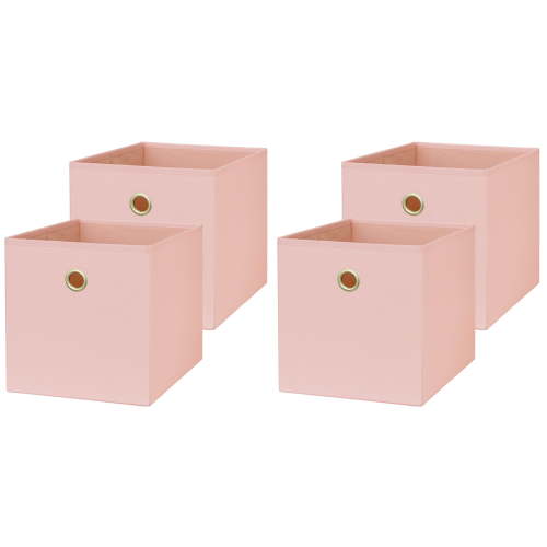 Mainstays Collapsible Fabric Cube Storage Bins (10.5" x 10.5"), Pearl Blush, 4 Pack