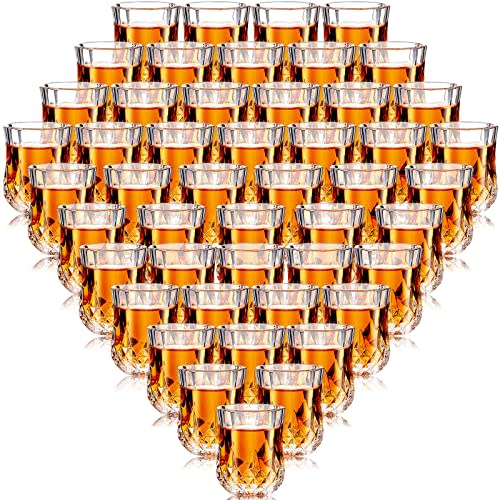 Meanplan 1.7oz Mini Shot Glasses Set Tasting Glasses Heavy Base Clear Shot cup Cute Cordial Mini Wine cups for Serving Whiskey, Wine, Juice(48 Pcs)
