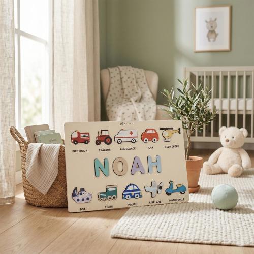 Personalized Wooden Name Puzzle for Boys — Custom Toddler Gift, 1 2 Year Old Birthday Present