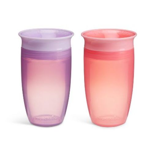 Munchkin Miracle 360 Sippy Cup 10oz/2pk - Pink/Purple: BPA-Free, Spoutless, Spillproof