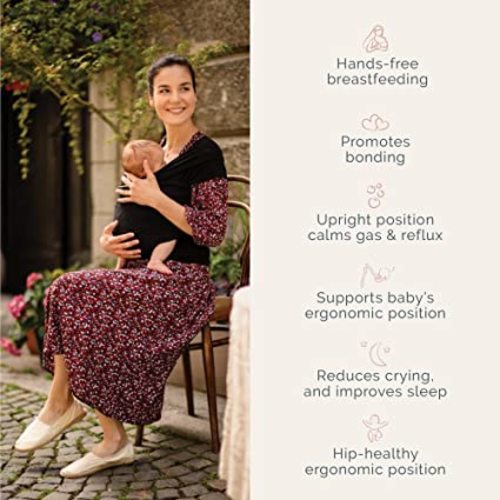 Boba Wrap Baby Carrier - Original Stretchy Infant Sling, Perfect for Newborn Babies and Children up to 35 lbs (Black)
