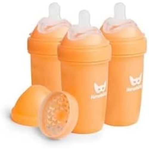 Herobility Double Anti-Colic Baby Bottles – 8.5 fl oz/240ml – 3-Pack – Peach