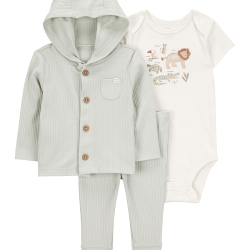 Green/White Baby 3-Piece Lion Little Cardigan Set | Carter’s Oshkosh Canada