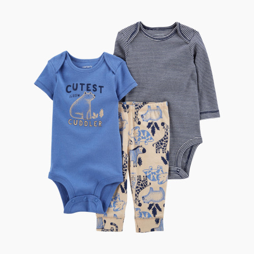 Carter's 3-Piece Animals Little Character Set - Blue Safari/Stripes, NB