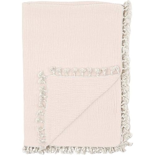 Crane Baby Muslin Swaddle Blanket, Soft Cotton Lightweight Nursery and Stroller Blanket for Baby Boys & Girls, Desert Brown, 30" x 40"