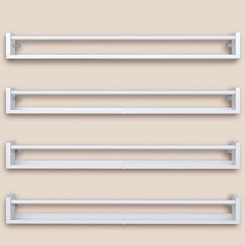 33Inch Metal Nursery Book Shelf, Set of 4, Wall Monted Floating Shelf with Lip, Wall Bookshelf for Kids, Hanging Shelves White ,Patent Number:29947306