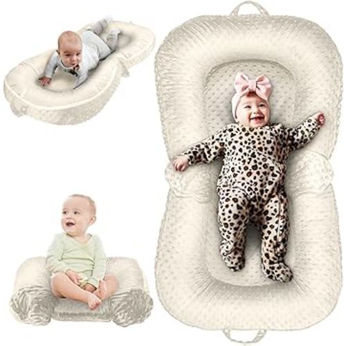 Baby Lounger Pillow 3-in-1 Infant Lounger Pillow for Newborn 0-24 Months, Portable Tummy Time Mat for Home and Travel, Breathable & Soft Baby Seat for Baby