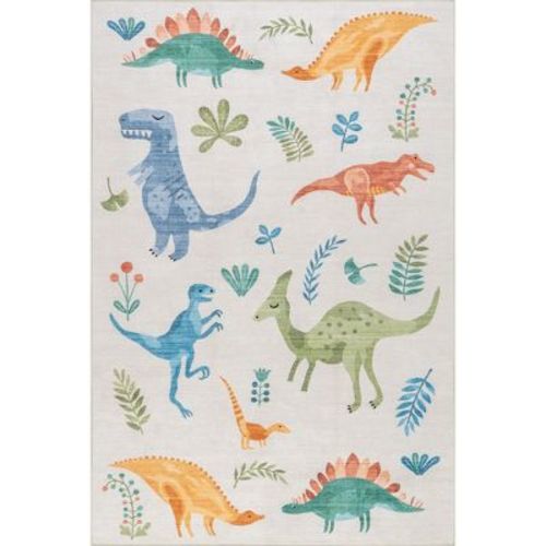Nuloom Eamon Dinosaur Pet Friendly Machine Washable Kids Area Rug