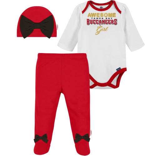 3-Piece Baby Girls Buccaneers Bodysuit, Footed Pant, & Cap Set – Gerber Childrenswear