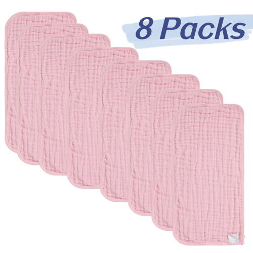 8 Pack Muslin Burp Cloths Baby Burp Clothes - Burp Rags for Boy Girls Muslin Bibs 6 Layers Large 20''x10'' 100% Cotton Hand Washcloths Soft Absorbent