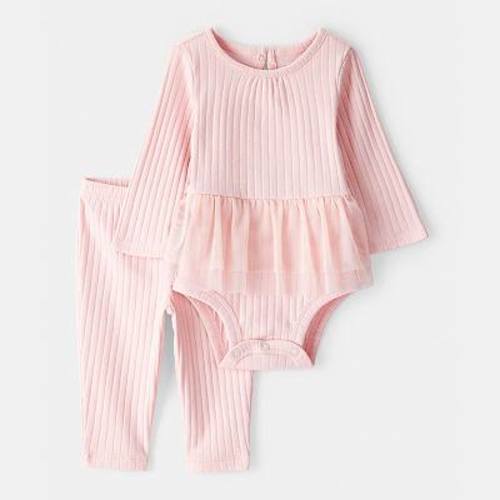 Baby Girl Carter's 2-Piece Ribbed Tutu Bodysuit & Pant Set