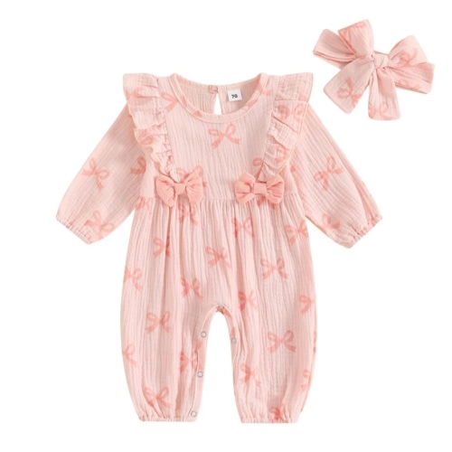 BOWTIE Ruffle Muslin Jumpsuit - Hazel & Bo