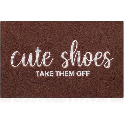 Front Door Mat Welcome Indoor Outdoor Entryway Mats for Shoe Scraper Cute Shoes Take Them Off Mats for Outside Home High Traffic Area Traffic Area Coffee