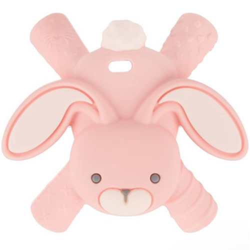 Itzy Ritzy - Ritzy Teether for Molars - Massages Sore Gums & Reaches Back Molars - Silicone Baby Teething Toy with Multiple Textures & Flexible Design - Teething Relief for 3 Months & Up (Bunny)