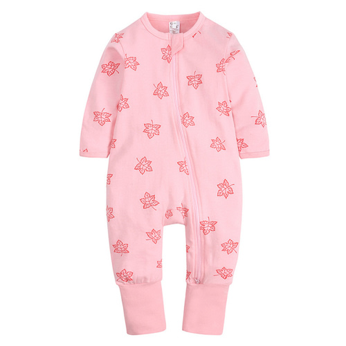 ENFLASH Baby Girls 2 Way Zipper Footless / Footed Pajamas Cotton Long Sleeve Romper with Mittens Sleep 'N Play
