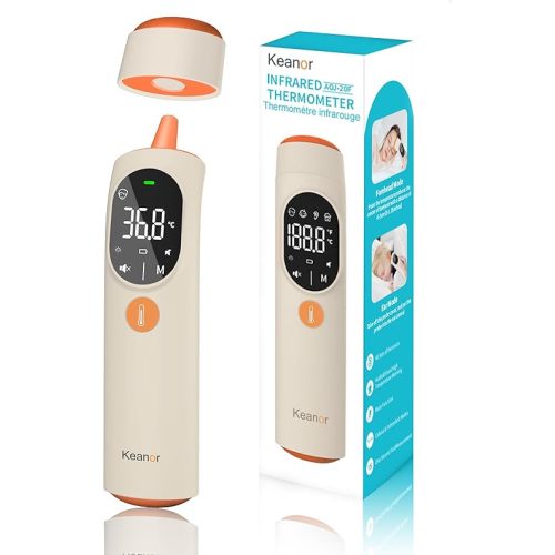 Thermometer Forehead and Ear Thermometer, Digital Infrared Thermometer, Baby Thermometer, Accurate,1s Measure, 40 Set Memory, Mute Mode, LED Screen for Adults Kids with Storage Bag Beige