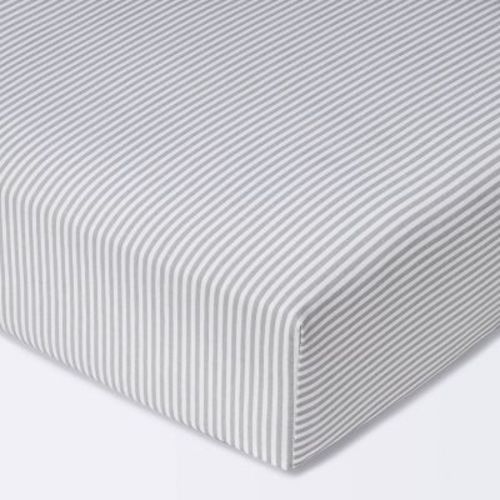 Fitted Crib Sheet Stripe - Cloud Island™ - White/gray