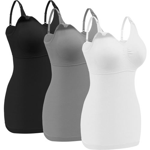 Angelhood Maternity Nursing Tank Tops for Breastfeeding,Womens Nursing Maternity Cami Built in Bra Sleep Bra