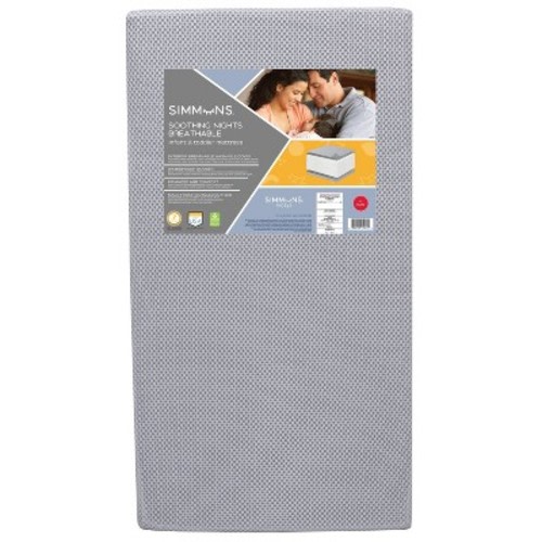 Simmons Kids' Soothing Nights Breathable Baby Crib Mattress and Toddler Mattress with Machine Washable Cover - Greenguard Gold Certified