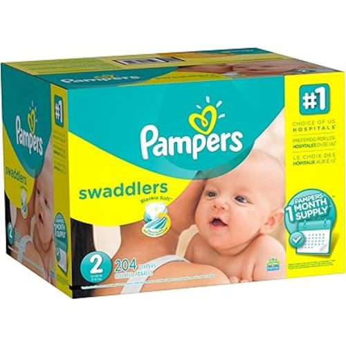 Pampers Swaddlers Diapers Size 2, 204 Count (One Month Supply)