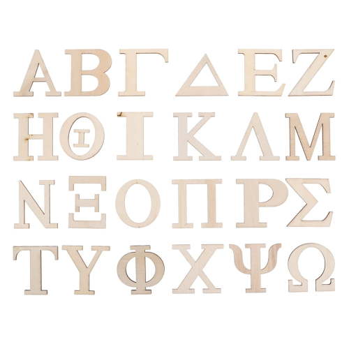 LYTMENT 48pcs Wooden Greek Alphabet Learning Tiles Educational Toy For Letter Recognition Word Games And Carrying