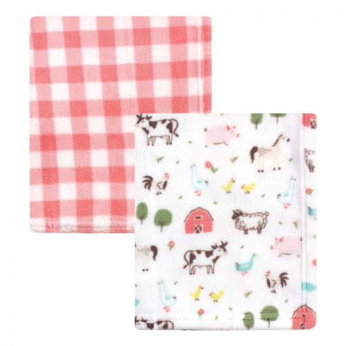 Hudson Baby Infant Girl Silky Plush Blanket, Girl Farm Animals, 30x36 inches